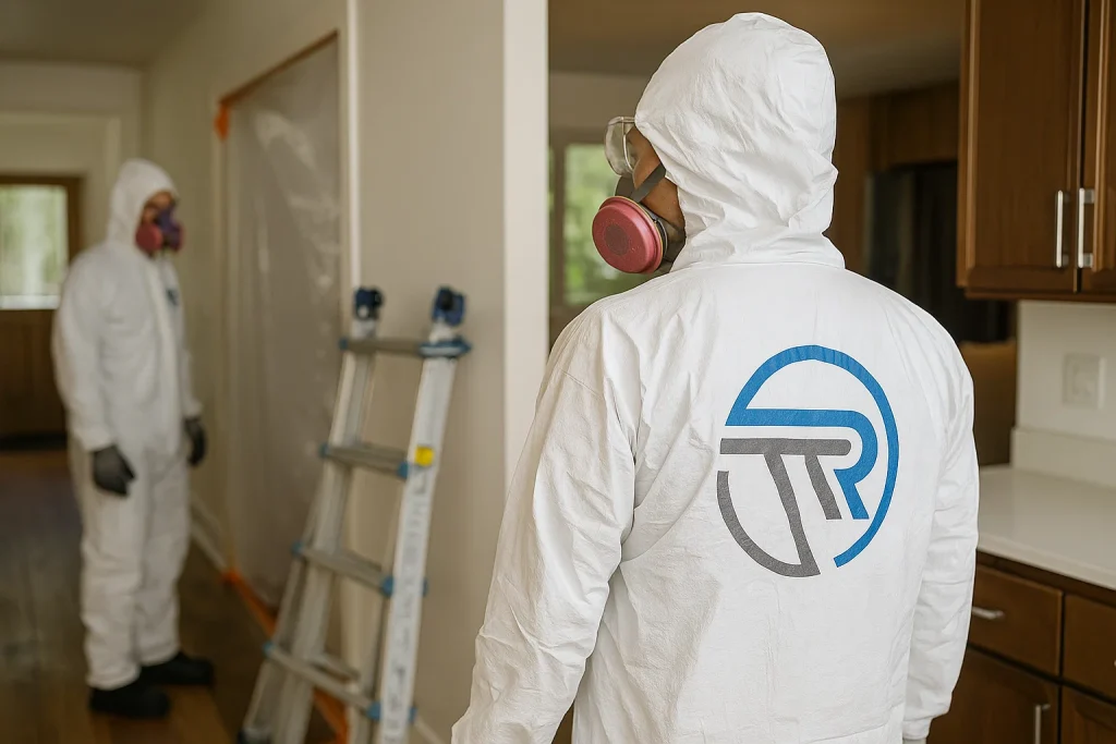 Top Tier Restoration team, showing the logo on the back